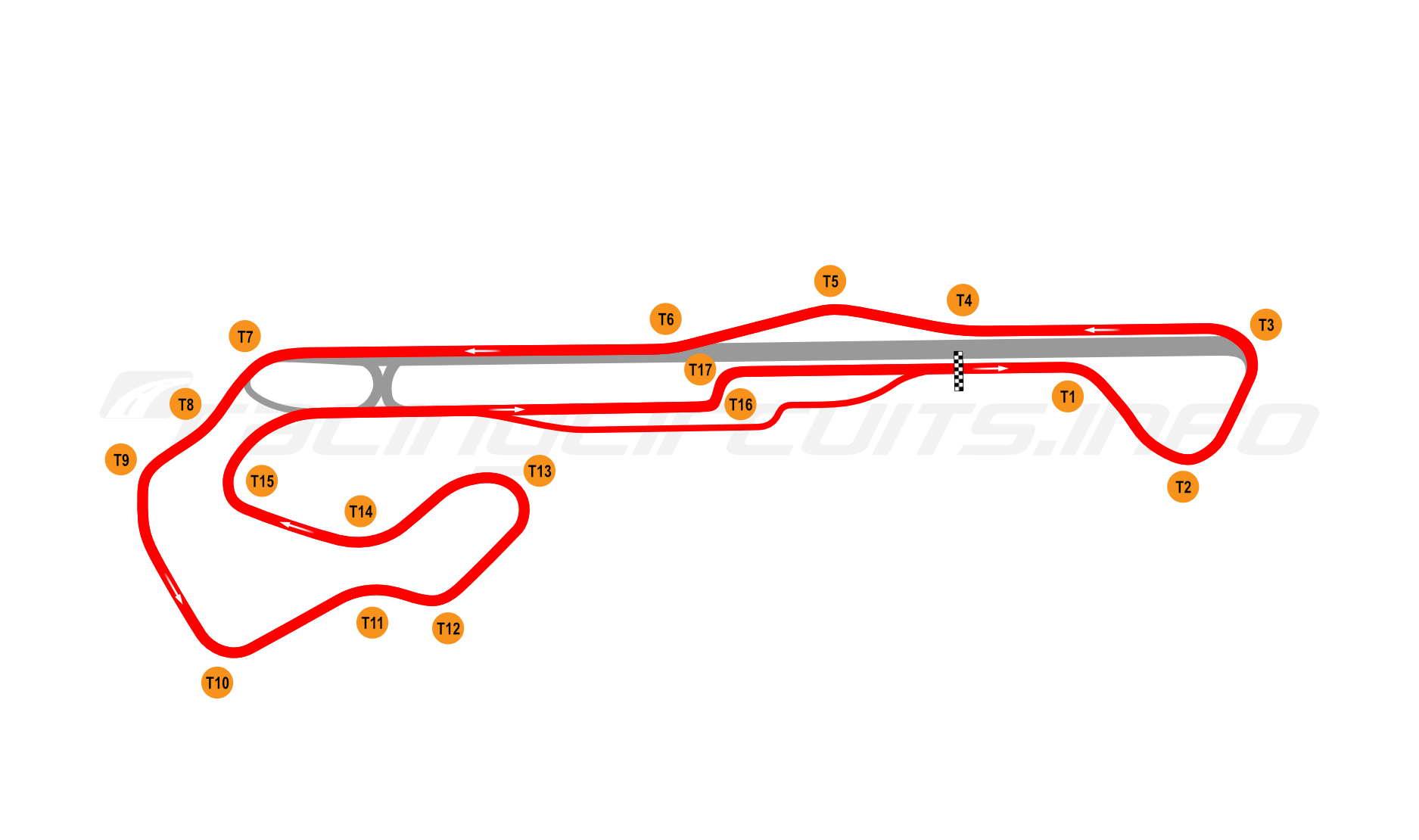 Map of Motopark Raceway, Road Circuit 1993 to date